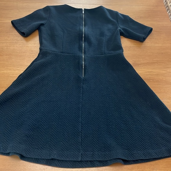 Loft Black Fit & Flare Cotton Knit Dress, Short Sleeves, Zipper Back, Size 8 - Picture 5 of 14